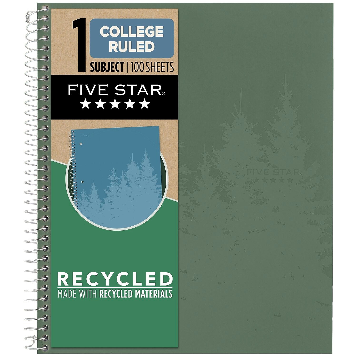 Five Star 1-Subject Notebooks, 8.5" x 11", College Ruled, 100 Sheets, Each (820053-22)