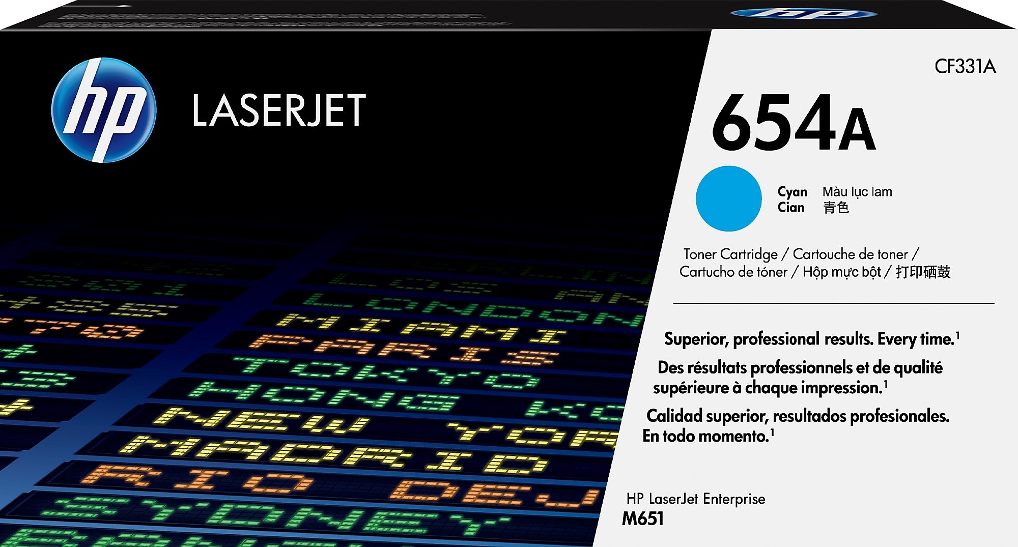 HP 654A Cyan Standard Yield Toner Cartridge, Prints Up to 15,000 Pages (CF331A)