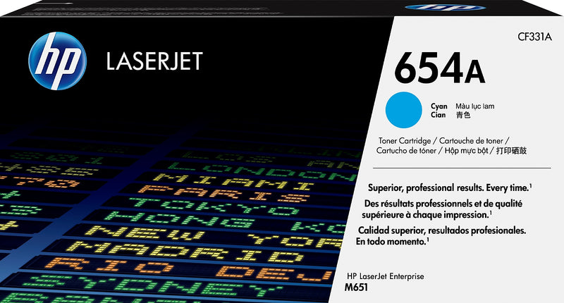 HP 654A Cyan Standard Yield Toner Cartridge, Prints Up to 15,000 Pages (CF331A)