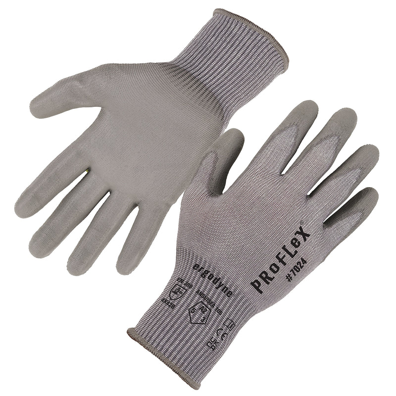 Ergodyne ProFlex 7024 PU Coated Cut-Resistant Gloves, ANSI A2, Gray, XL, 1 Pair (10405)