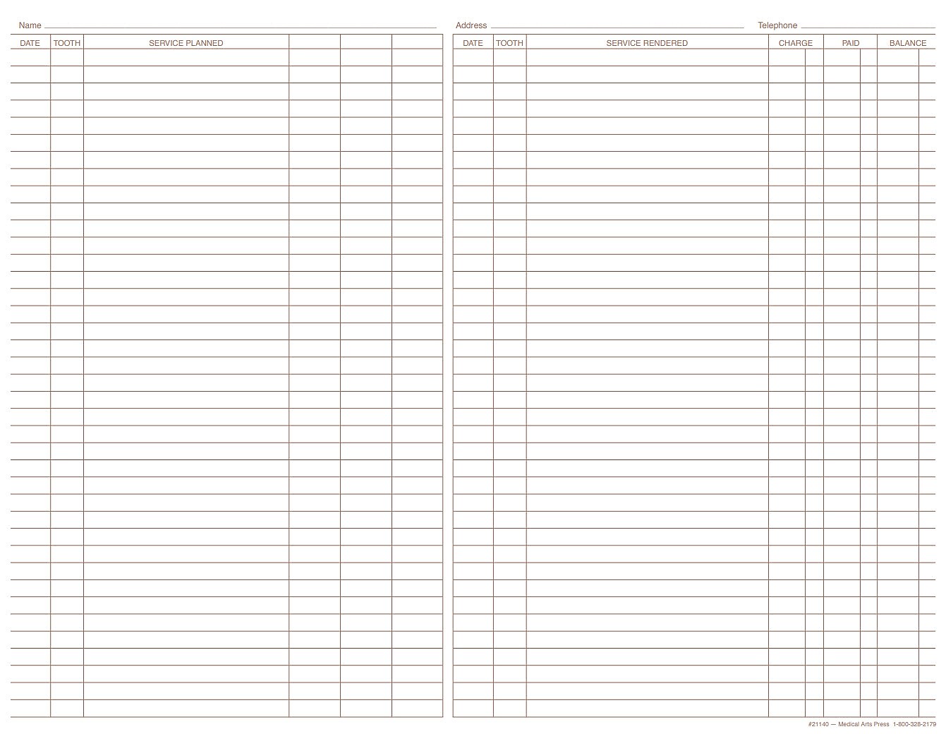 Medical Arts Press General Dental Exam Chart,  Ivory (21140RL)