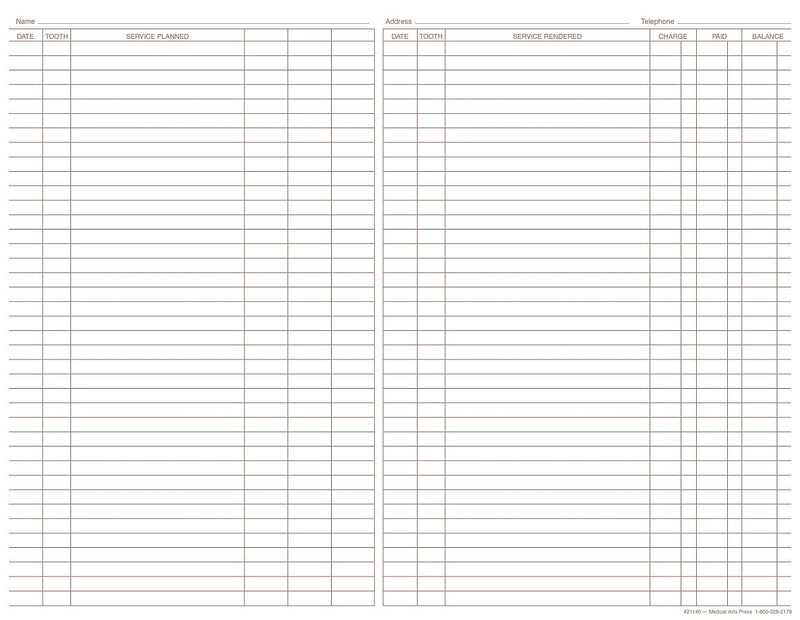 Medical Arts Press General Dental Exam Chart,  Ivory (21140RL)