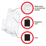 Deflecto Magazine Holder, 8.27" x 11.69", Vertical, Desktop/Wall, Clear Plastic (DEF77001)