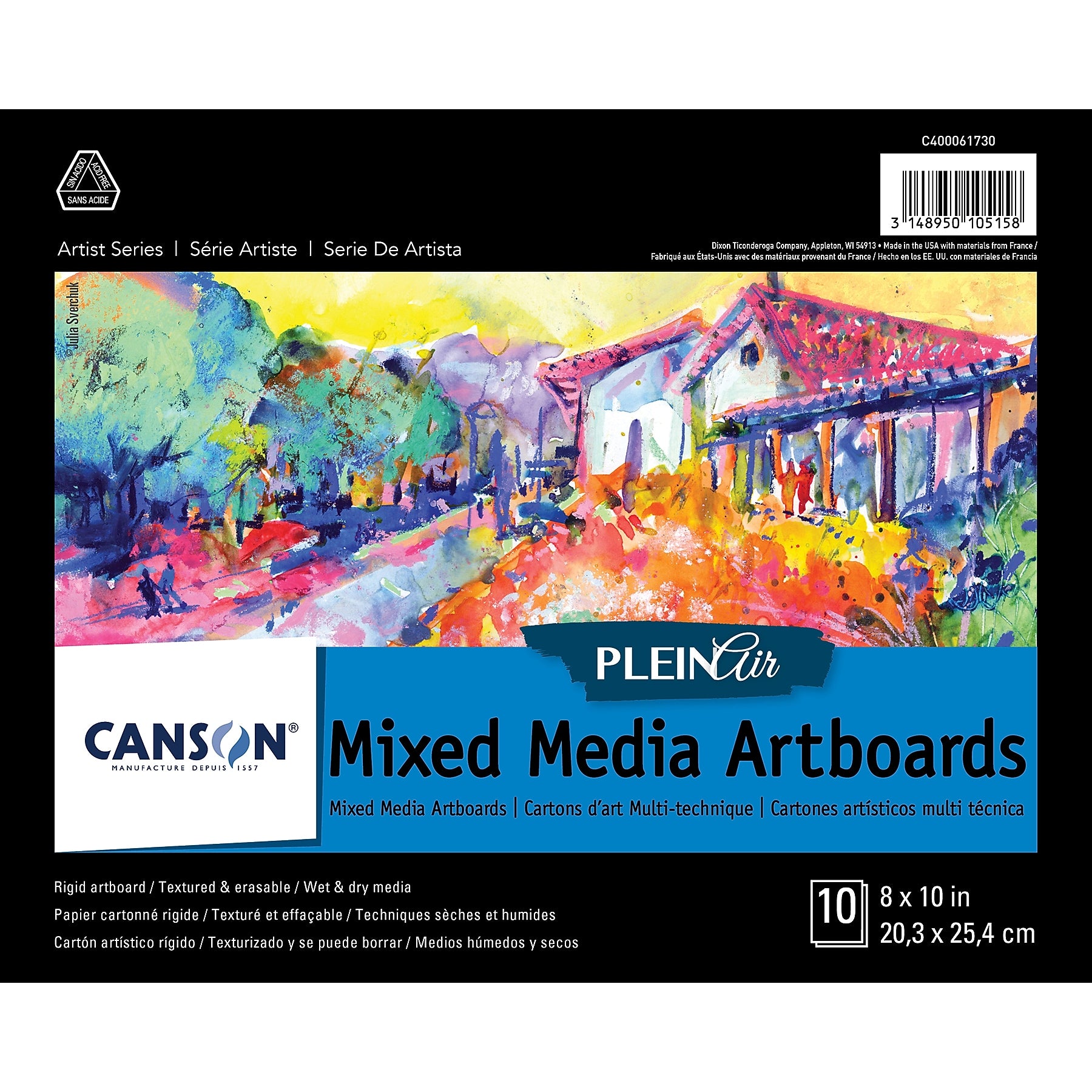 Canson Artist Series Canva Plein Air White Art Boards, 8" x 10", (MCXC400061730)