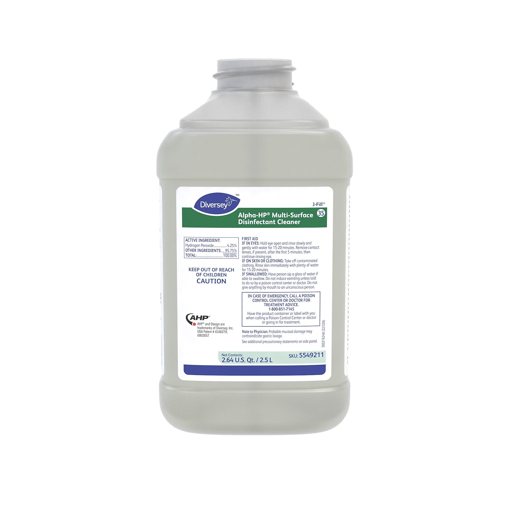 Alpha-HP 35 Disinfectant for Diversey J-Fill, Citrus, 2.5 L / 2.64 U.S. Qt., 2/Carton (55492110)
