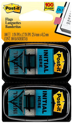 Post-it 'Initial Here' Message Flags, 1" Wide, Blue, 100 Flags/Pack (680-IH2)