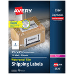 Avery Waterproof Laser Shipping Labels, 5-1/2" x 8-1/2", Matte White, 100 Labels/Box (5526)