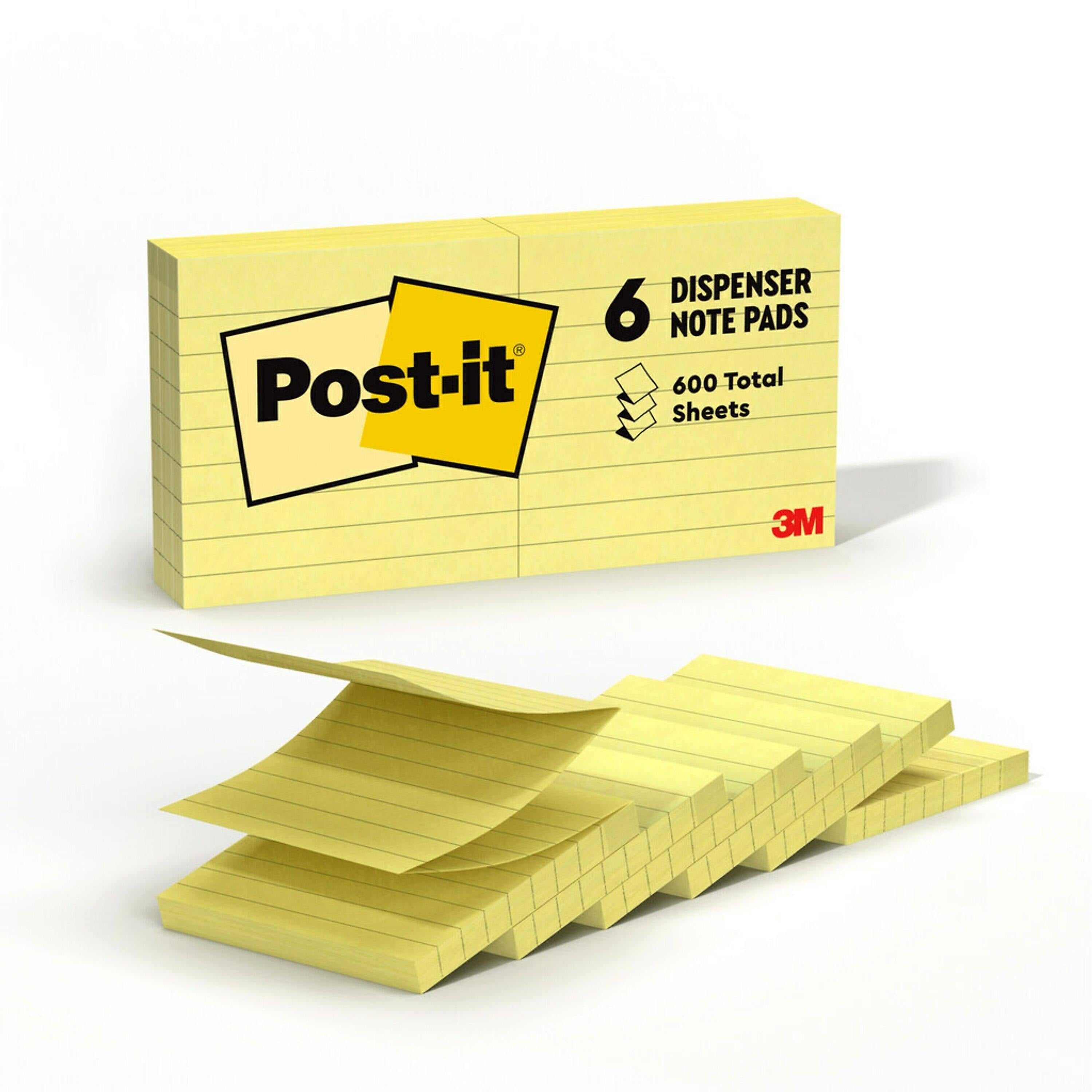 Post-it Pop-up Notes, 3" x 3", Canary Collection, Lined, 100 Sheet/Pad, 6 Pads/Pack (R335)