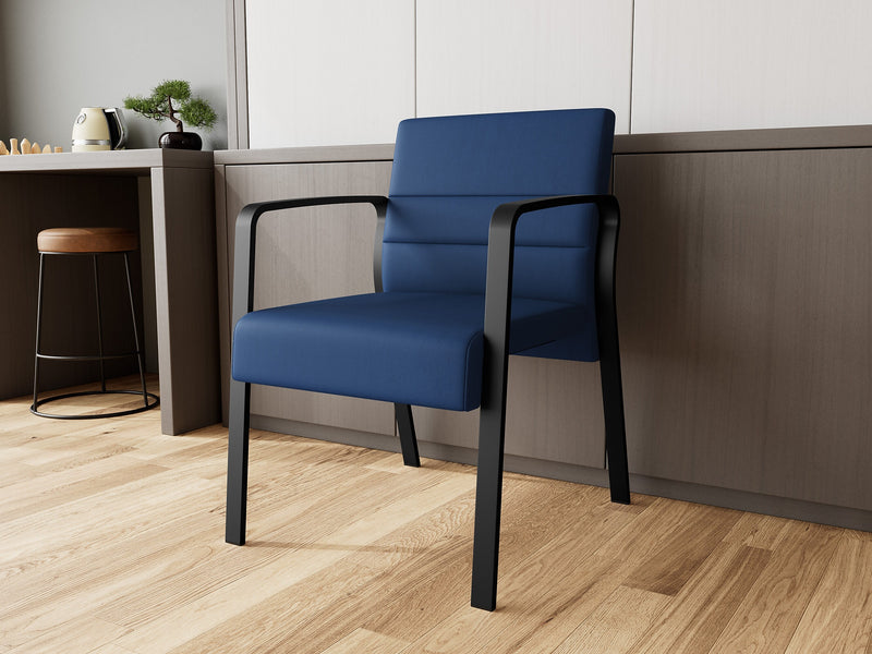 Lesro Waterfall Vinyl Guest Chair, Patriot Plus Imperial Blue/Black (WF1101.SBK-01PPIB)