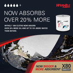 WypAll PowerClean X80 Fabric Cleaning Wipers, White, 455 Sheets/Roll (41025)