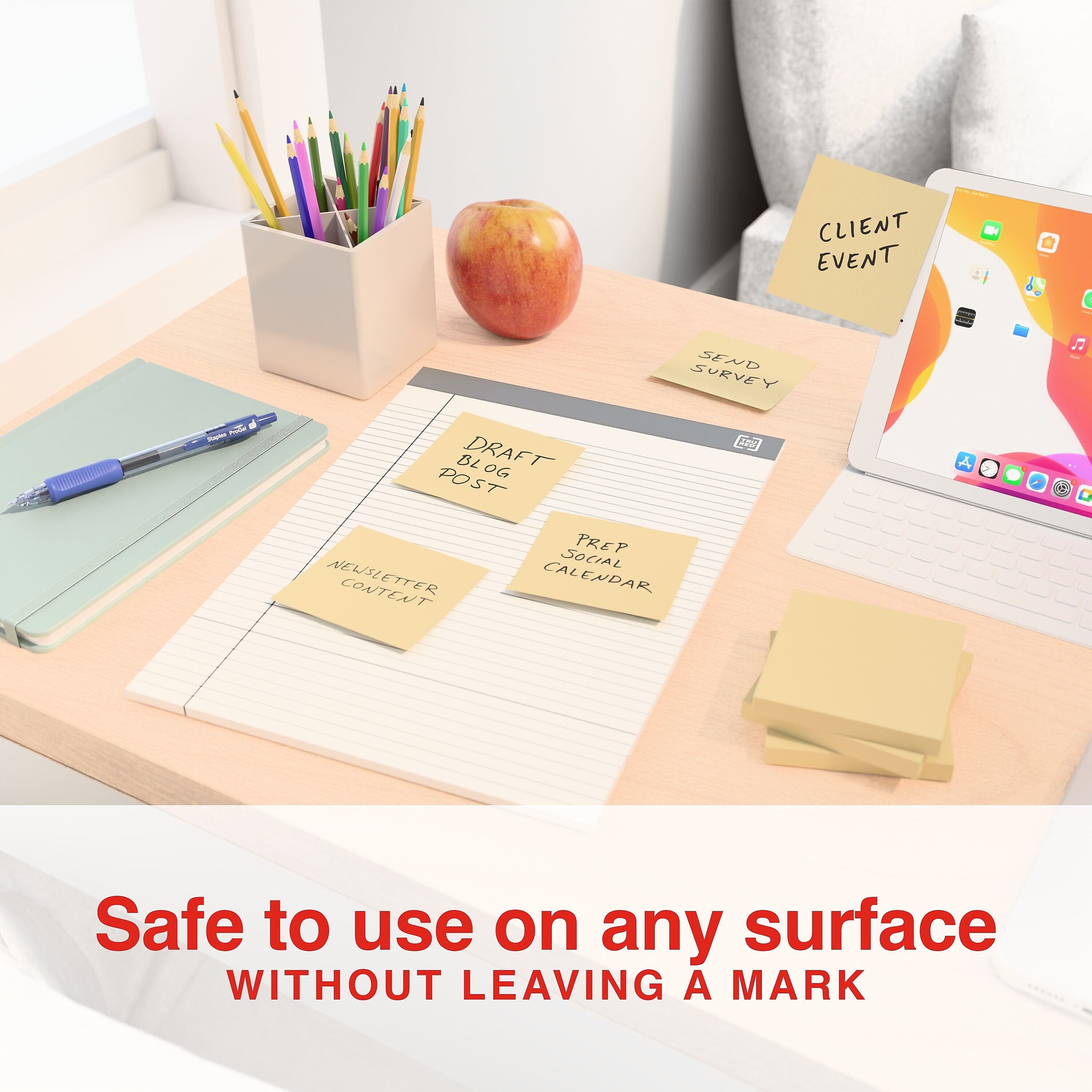 Staples Sticky Notes, 3" x 3", Sunshine Collection, 100 Sheets/Pad, 24 Pads/Pack (ST62868)
