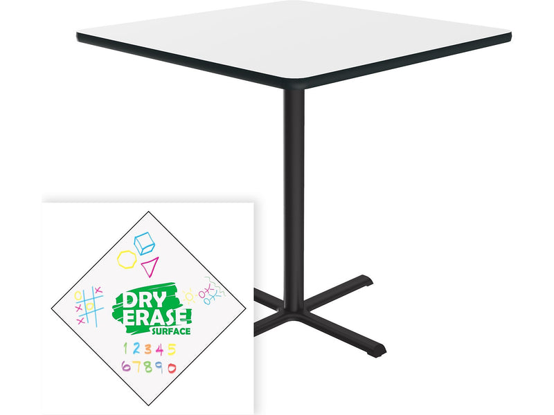 Correll Square-Shaped Dry-Erase Markerboard Cafe Table, 42" x 42", Frosty White/Black (BXB42DES-80)