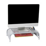 Mind Reader Monitor Stand with Paper Tray, Up to 33 lbs., Metal Mesh, Silver (MESHMONSTA-SIL)