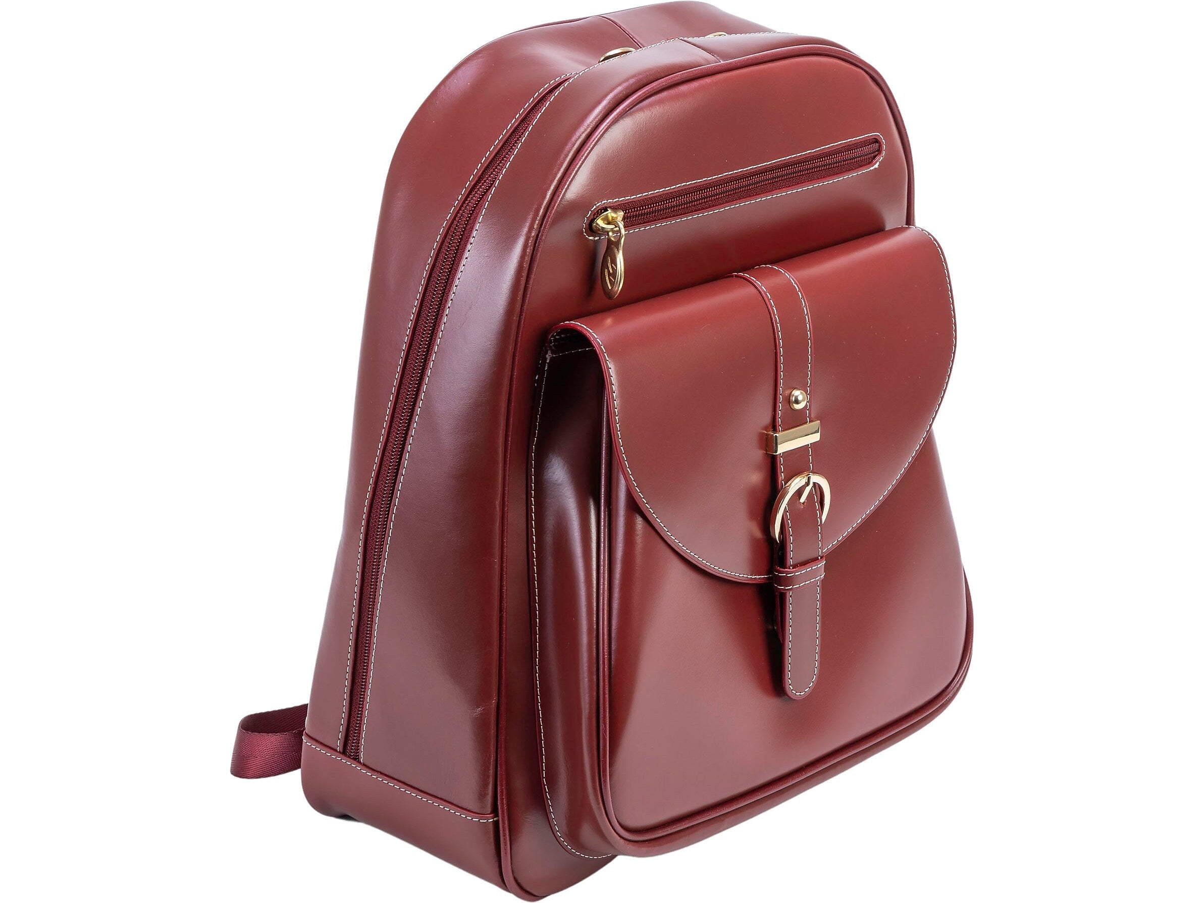 McKlein MOLINE Leather Laptop Backpack, Small, Red (99666)
