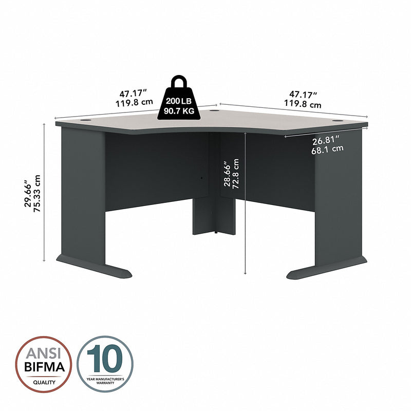 Bush Business Furniture Cubix 48"W Corner Desk, Slate/White Spectrum (WC8427A)
