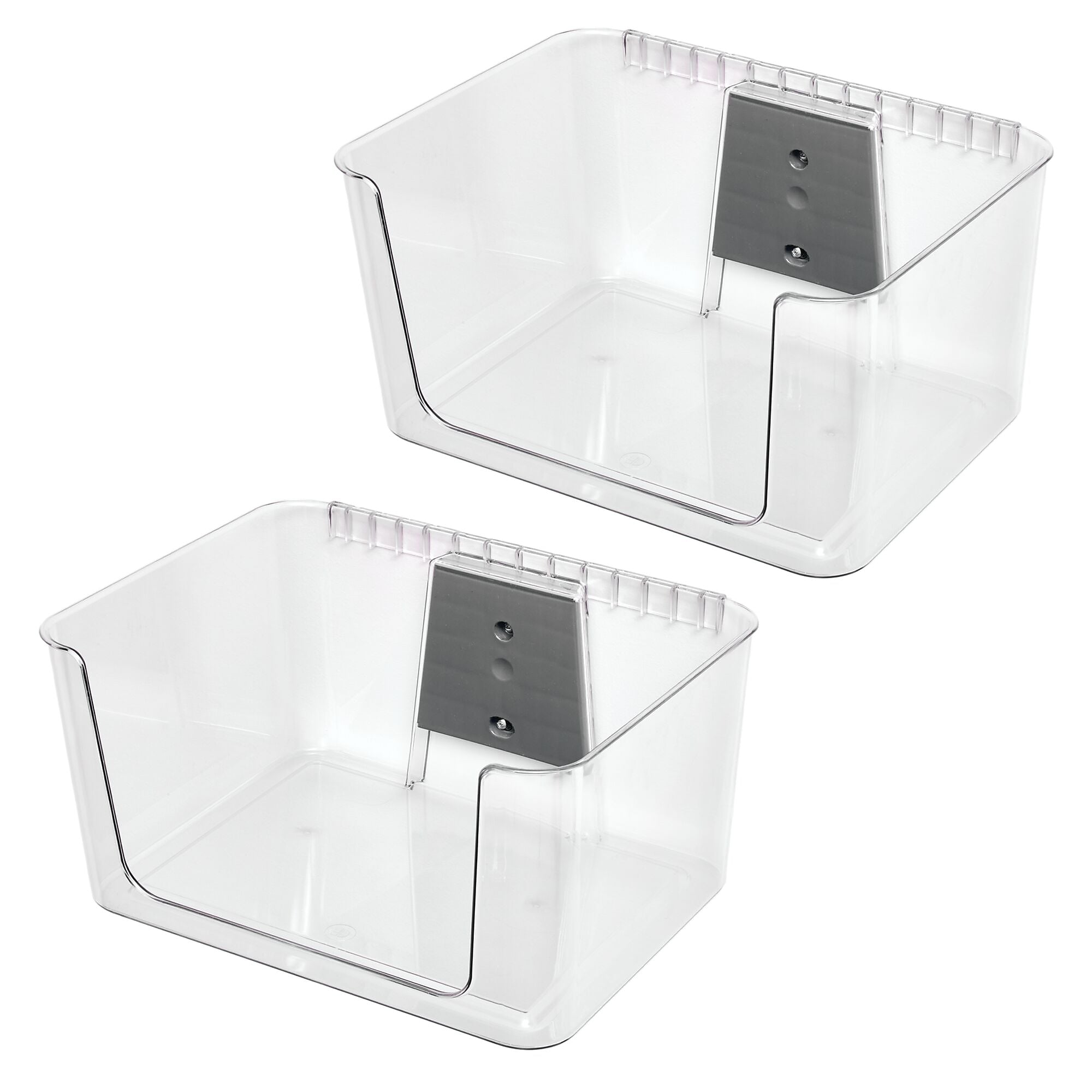 iDESIGN Wall-Mounted Large Stackable Plastic Storage Bin, 8" x 15"x 12.5", Clear, 2/Pack (29173M2)