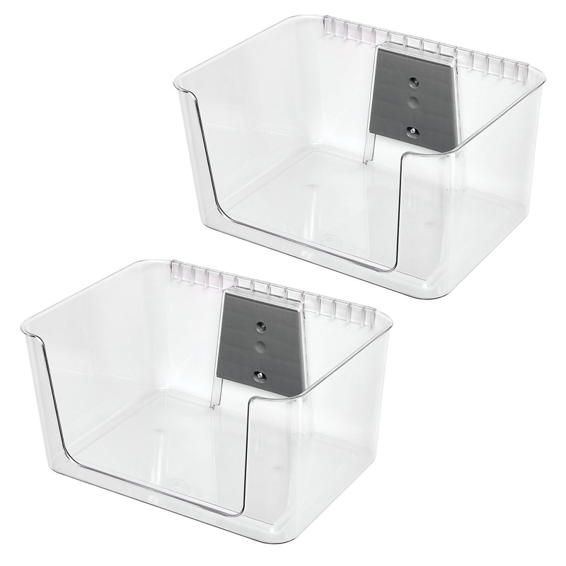 iDESIGN Wall-Mounted Large Stackable Plastic Storage Bin, 8" x 15"x 12.5", Clear, 2/Pack (29173M2)