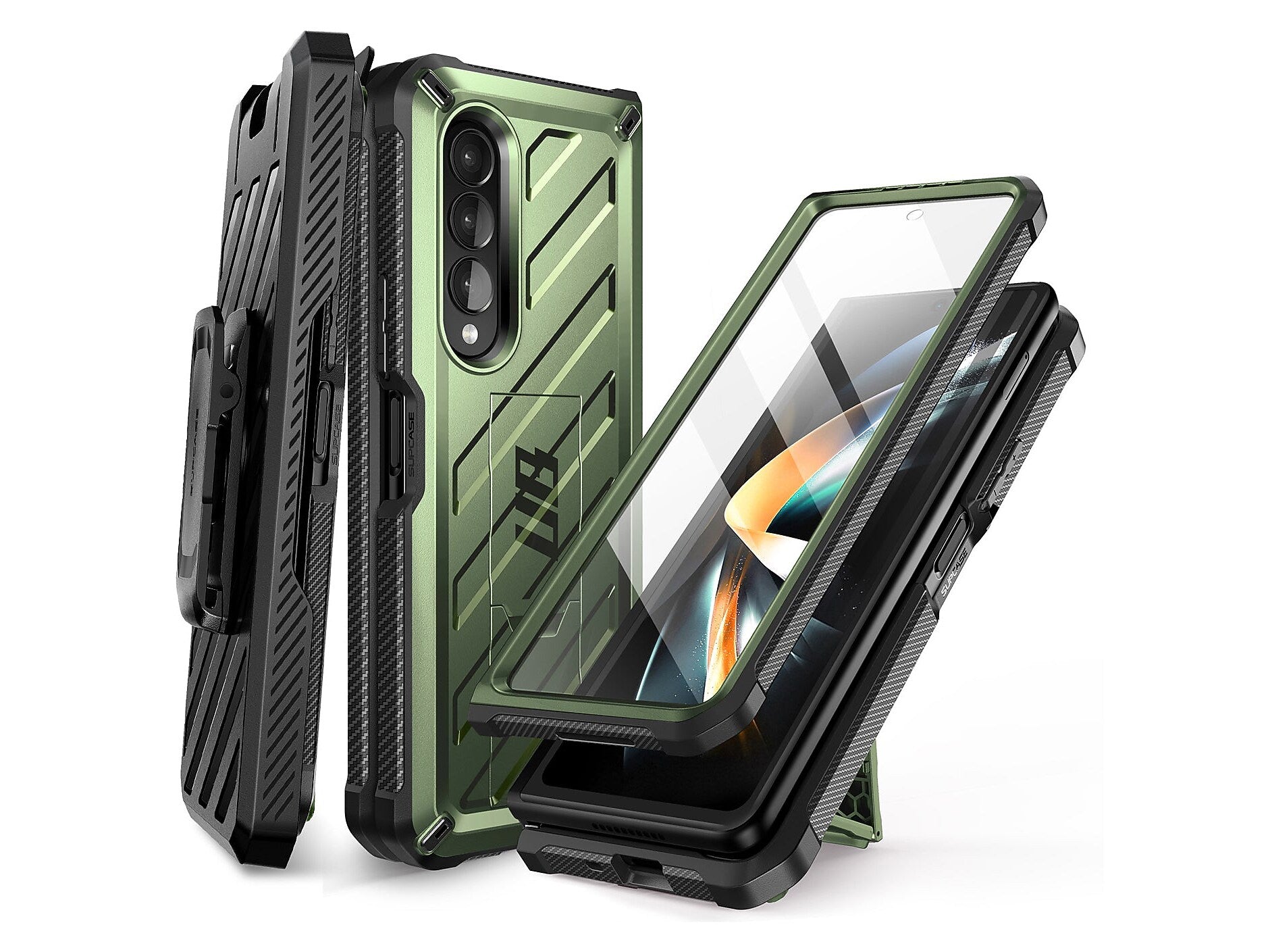 SUPCASE Unicorn Beetle Dark Green Kickstand Case for Samsung Galaxy Z Fold4 (SUP-Galaxy2022-ZFold4-5G-Unicorn-SP-Guld)