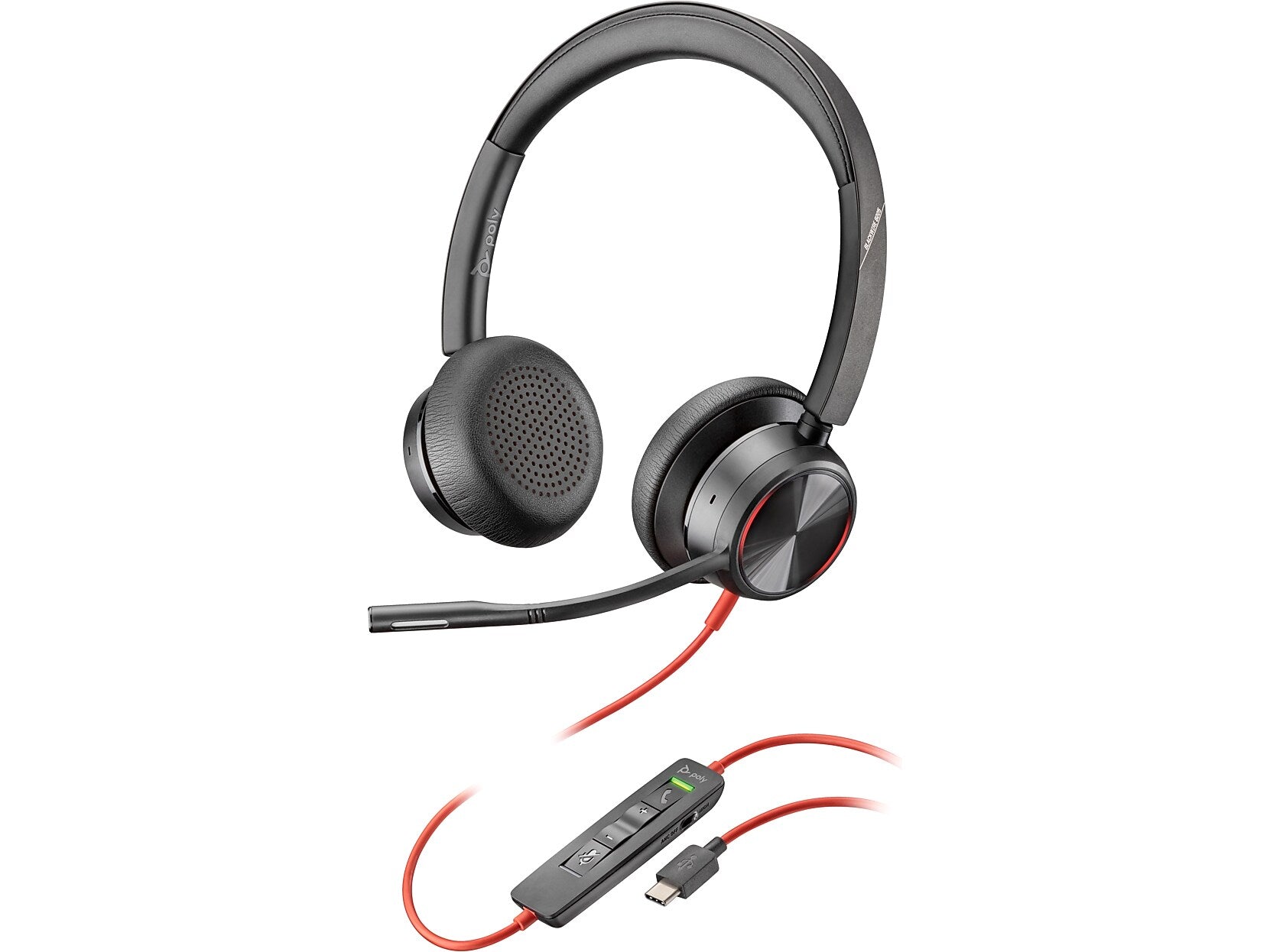 Poly Blackwire 8225 Noise Canceling Stereo Headset, USB-C/USB-A, UC Certified (8X223AA)