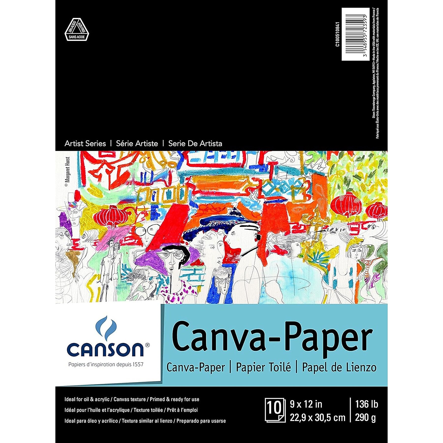 Canson Artist Series 9" x 12" Canvas Pad, 10 Sheets/Pad, 3 Pads/Bundle (MCXC100510841-3)