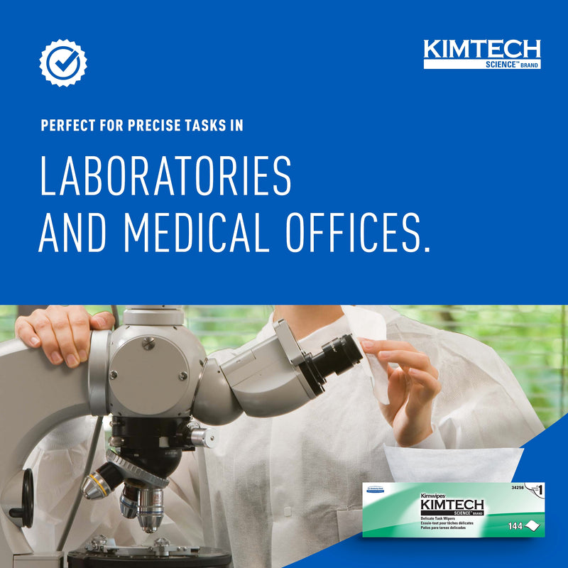 Kimtech Science Kimwipes Delicate Task Durable Fibers Cleaning Wipers, 16.6" x 14.7", White, 140 Wipers/Box (KCC34256BX)