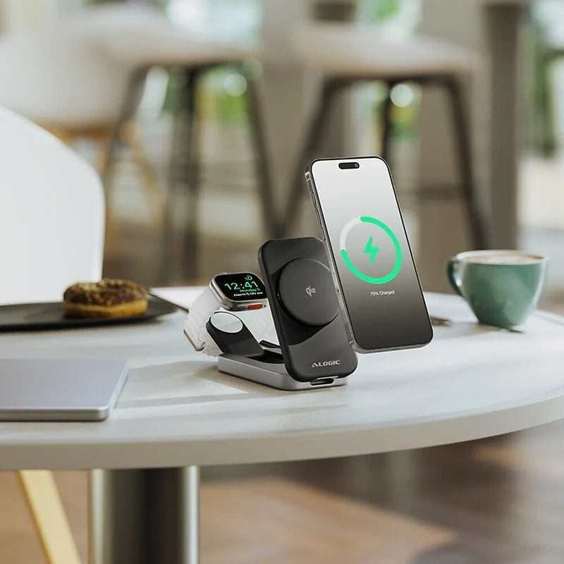 Alogic Flip 2-in-1 Qi2 Wireless Charging Stand, Black (AL21WCFL-BK)