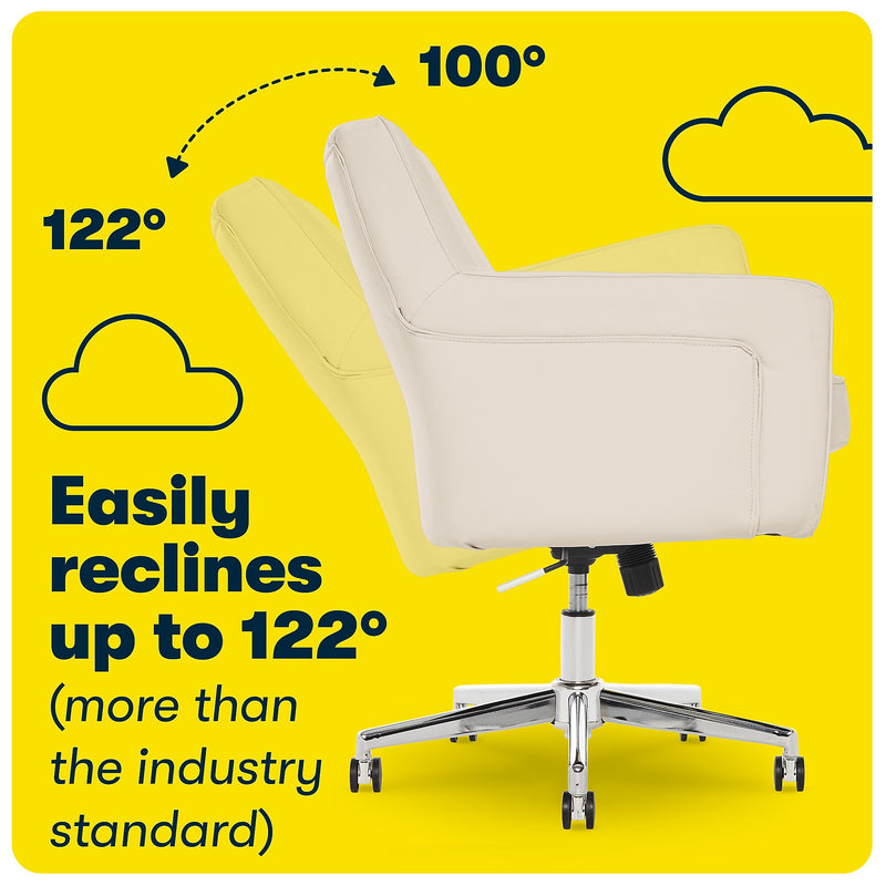 Serta Style Ashland Bonded Leather Swivel Computer and Desk Chair, Cream (47140F)