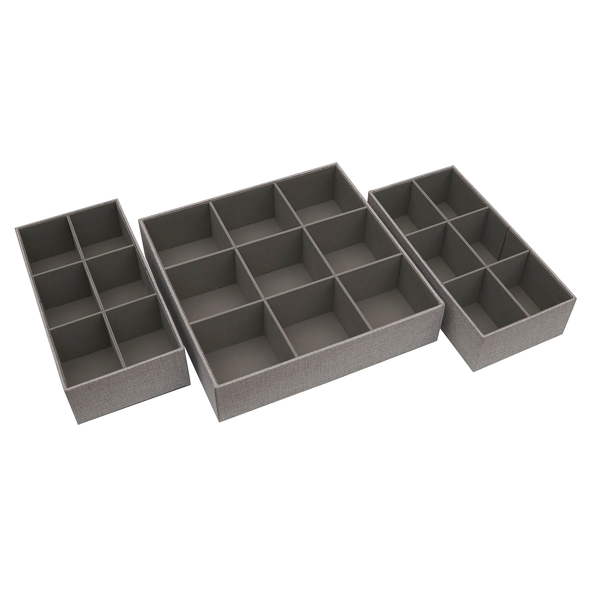 Household Essentials Drawer Organizers, Gray, 3/Pack (750-1)