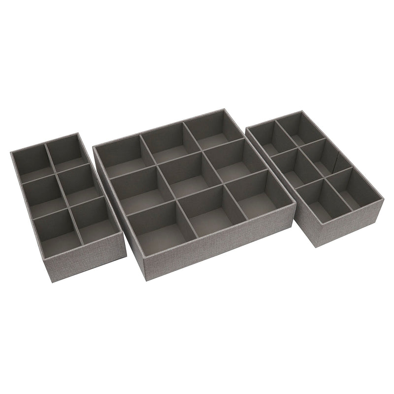 Household Essentials Drawer Organizers, Gray, 3/Pack (750-1)