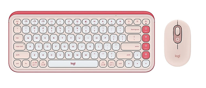 Logitech POP Icon Wireless Keyboard and Optical Mouse Combo, Rose and Off-White (920-013105)