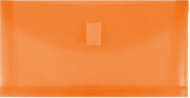 JAM Paper Premium Plastic Filing Envelope with Hook & Loop Closure, 5 1/4" x 10", Orange, 3/Pack (921V1ORX3)