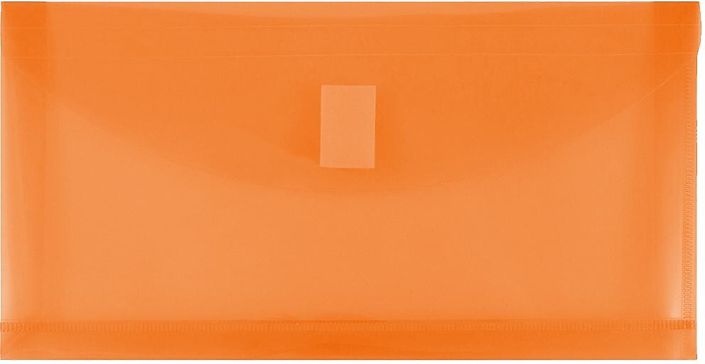 JAM Paper Premium Plastic Filing Envelope with Hook & Loop Closure, 5 1/4" x 10", Orange, 3/Pack (921V1ORX3)