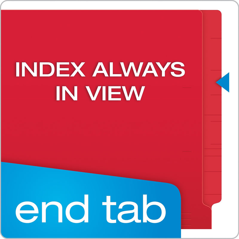 Pendaflex Heavy Duty End Tab File Folder, Straight Cut, Letter Size, Red, 100/Box (H110DR)