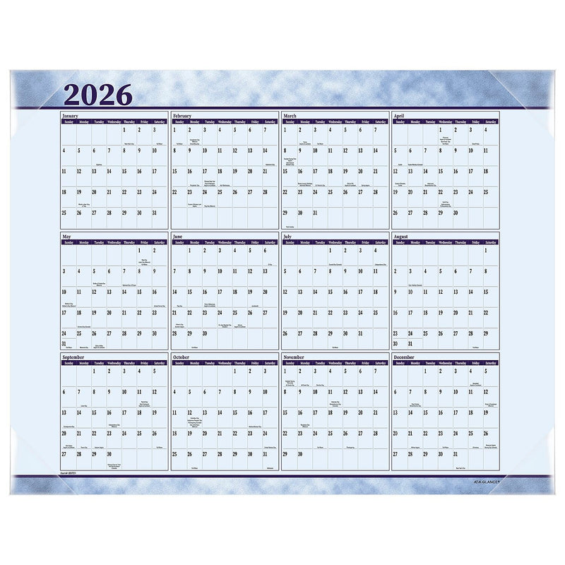 2026 AT-A-GLANCE 21.75" x 17" Monthly Desk Pad Calendar, Slate Blue (89701-26)