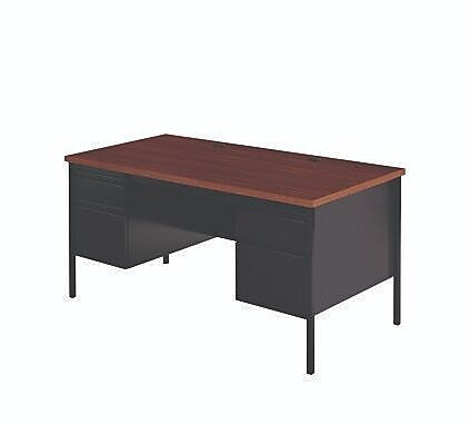 Alera 60"W Double Pedestal Desk, Mocha/Black (ALEHSD6030BM)