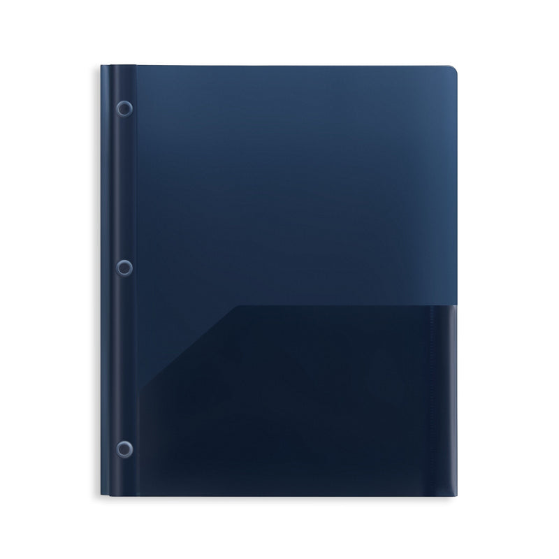 Staples 2-Pocket Plastic Presentation Folder with Fasteners, Navy (ST26389-CC)