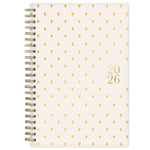 2026 Blue Sky Bespoke Letterpress Cream Hearts 5" x 8" Calendar Year Weekly & Monthly Planner, Plastic Cover (156228)
