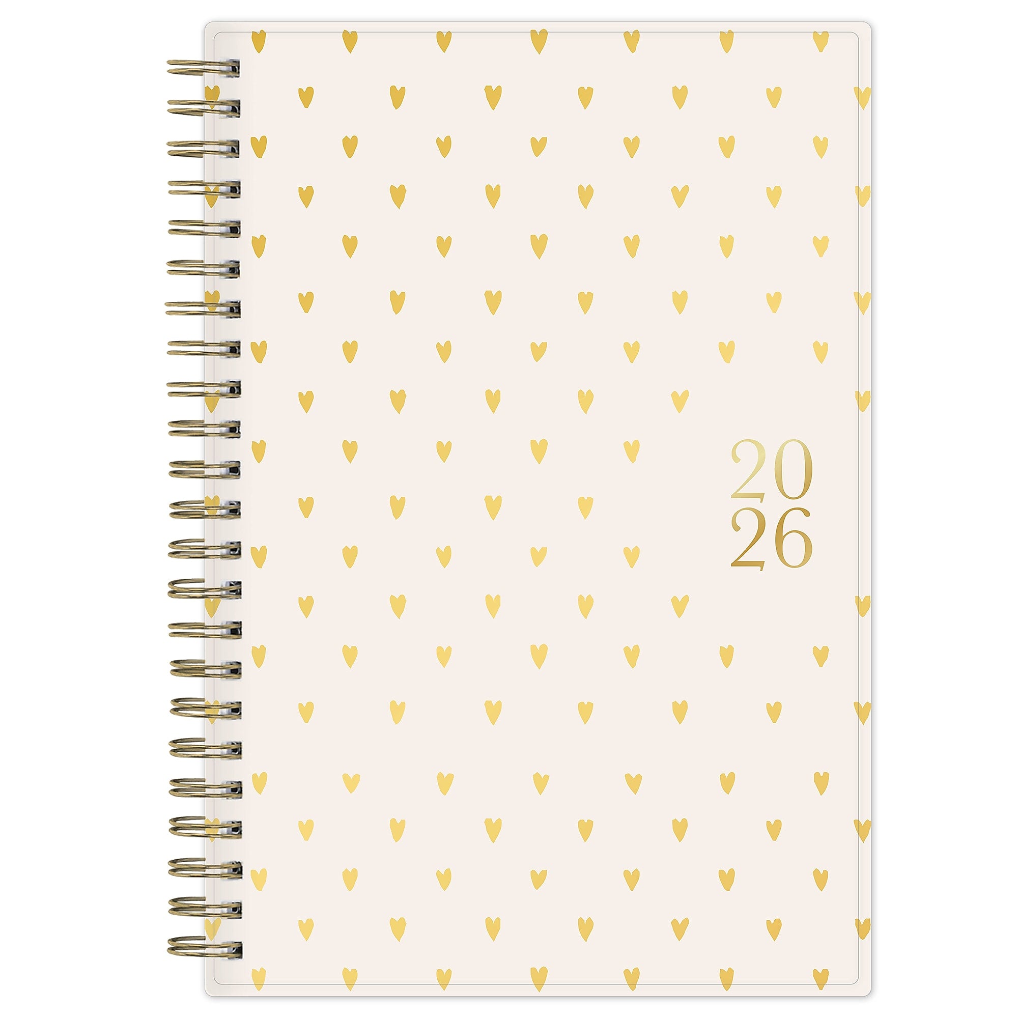 2026 Blue Sky Bespoke Letterpress Cream Hearts 5" x 8" Calendar Year Weekly & Monthly Planner, Plastic Cover (156228)