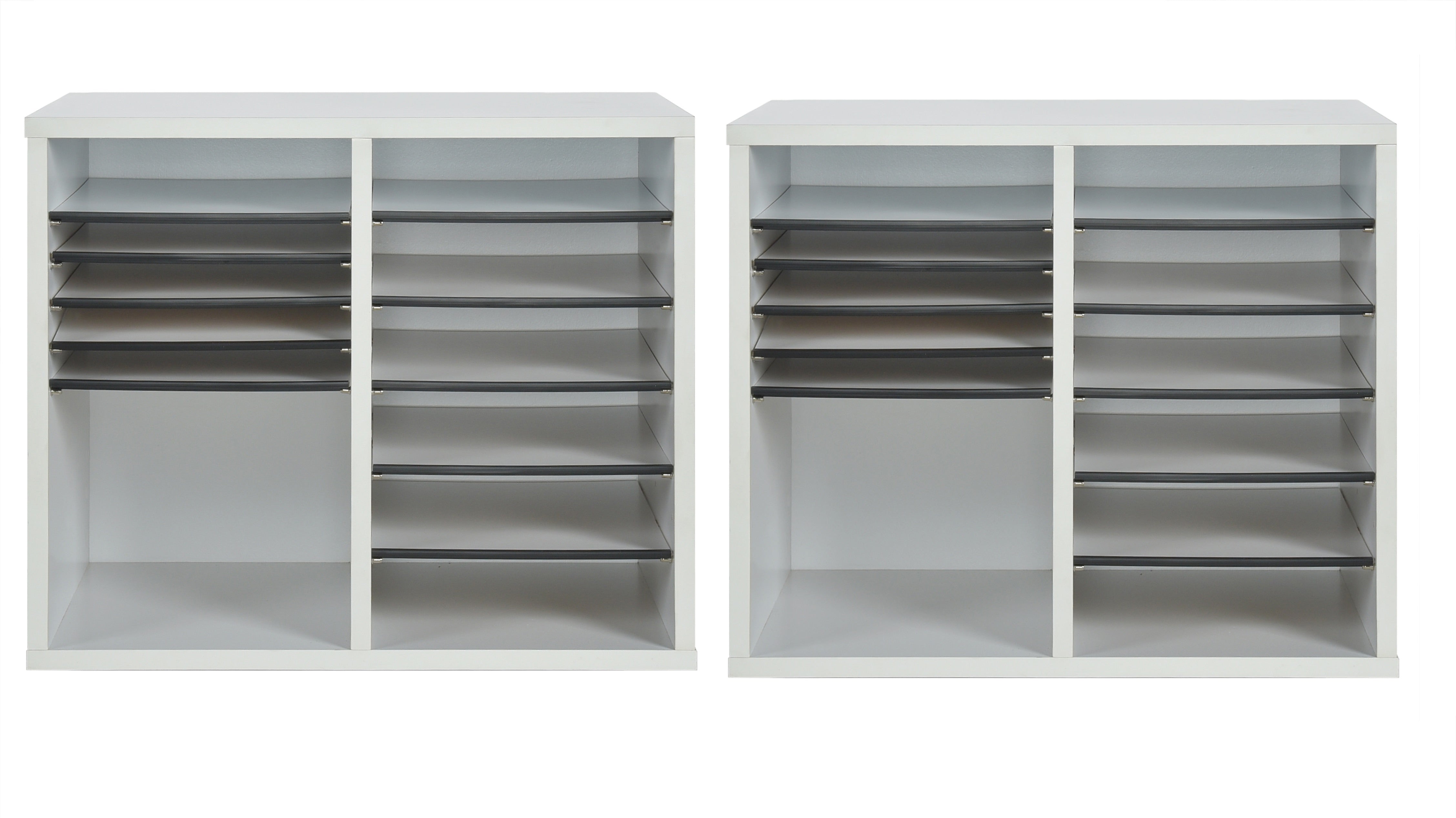 AdirOffice 500 Series 12-Compartment Literature Organizers, 20" x 11.8", White, 2/Pack (500-12-WHI-2PK)