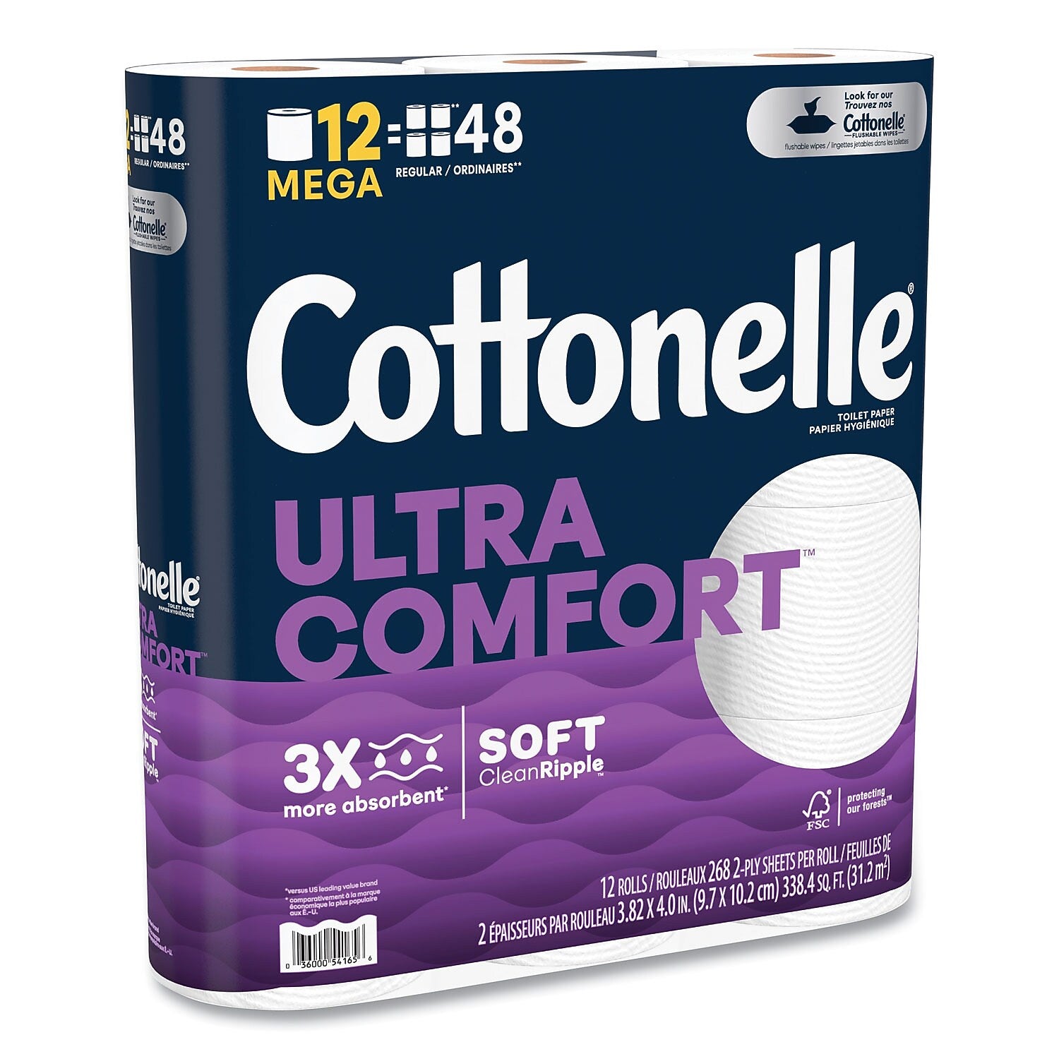 Cottonelle Ultra ComfortCare Toilet Paper, 2-Ply, White, 284 Sheets/Roll, 48 Rolls/Carton (KCM55494)