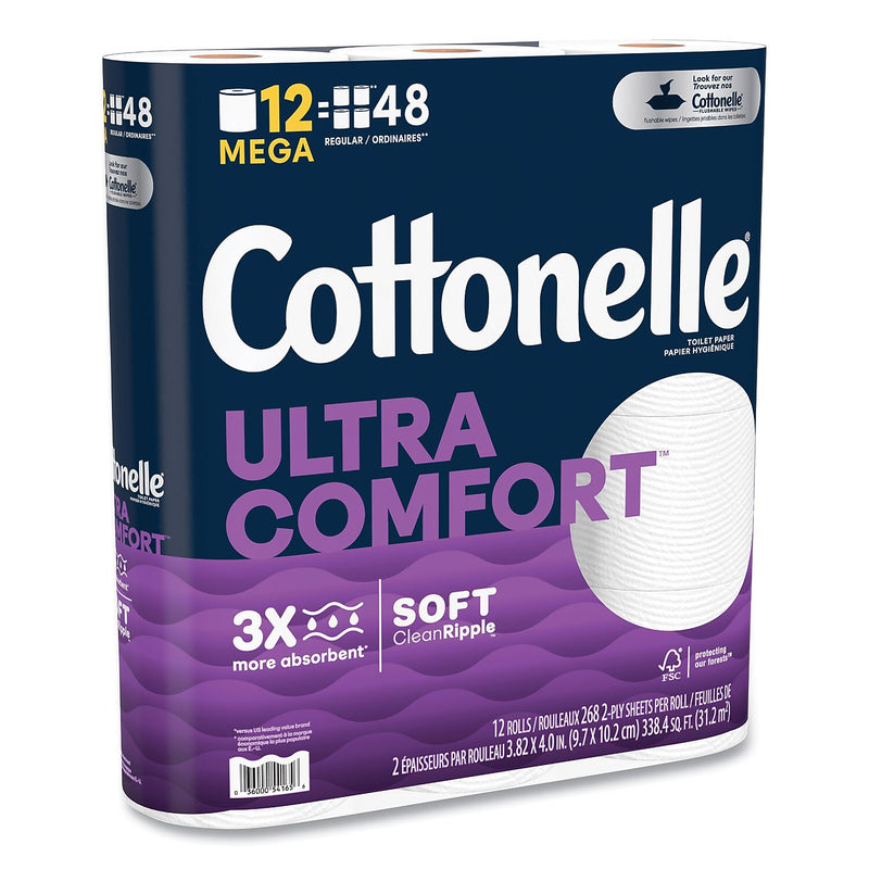 Cottonelle Ultra ComfortCare Toilet Paper, 2-Ply, White, 284 Sheets/Roll, 48 Rolls/Carton (KCM55494)