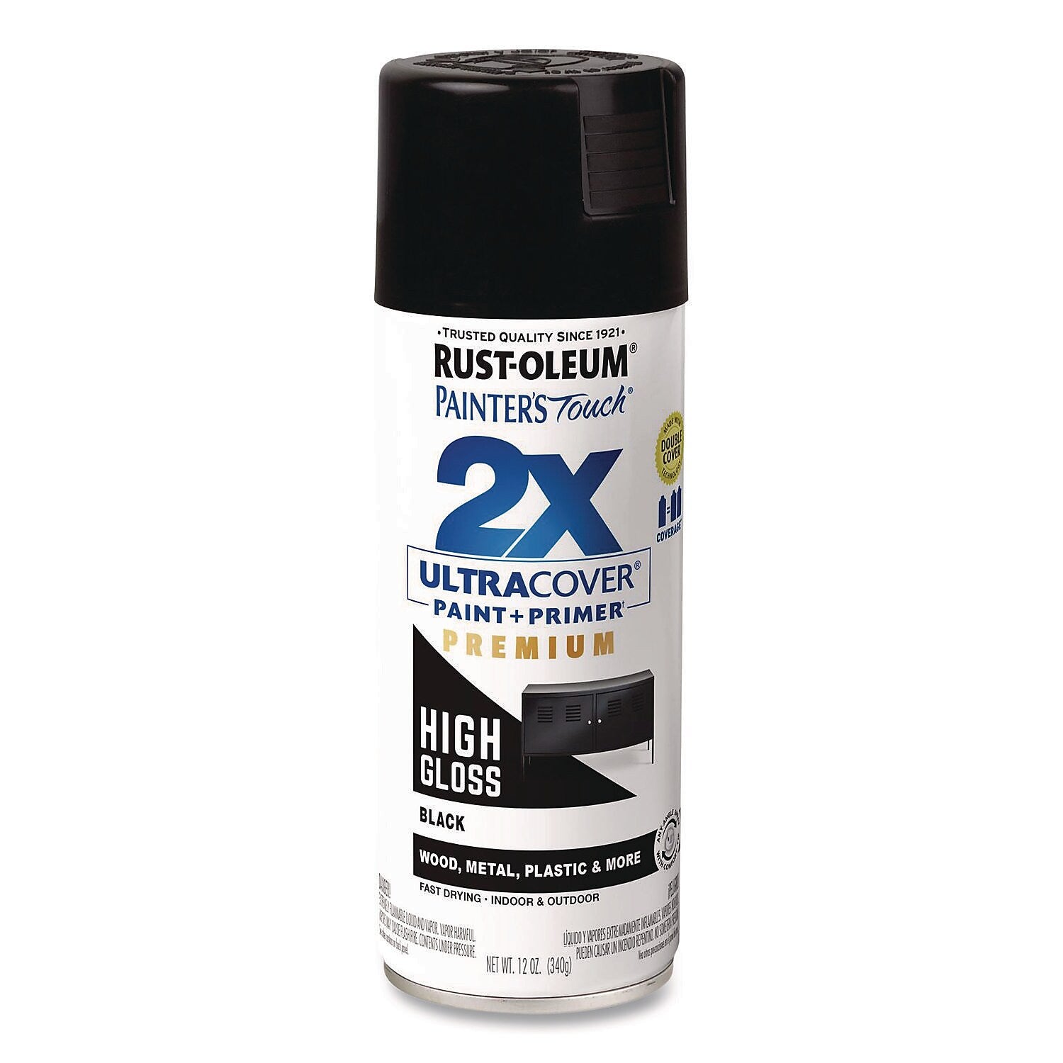 Rust-Oleum Painter's Touch 2X Ultra Cover Spray Paint, Black, 12 oz., 6/Carton (331172)