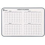 AbilityOne Dry-Erase Calendar, w/ Hangers, 4-Month, 24"x36", White