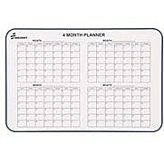 AbilityOne Dry-Erase Calendar, w/ Hangers, 4-Month, 24"x36", White
