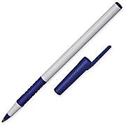 AbilityOne SkilCraft AlphaBasic Ballpoint Pen with Grip, Medium Point, Black Ink / White Barrel, 12/Bx