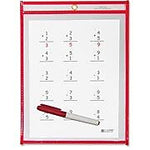 C-Line Reusable Dry Erase Pocket, Red, 9" x 12", 30/Bx