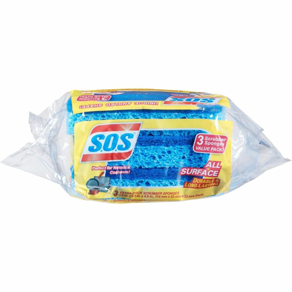 S.O.S All Surface Scrubber Sponge - 5.3in Height x 3in Width x 0.9in Depth - 1344/Pallet - Cellulose - Blue
