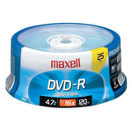 Maxell DVD-R, 16x, 4.7GB, Inkjet Printable, 25/Pack (K09685)