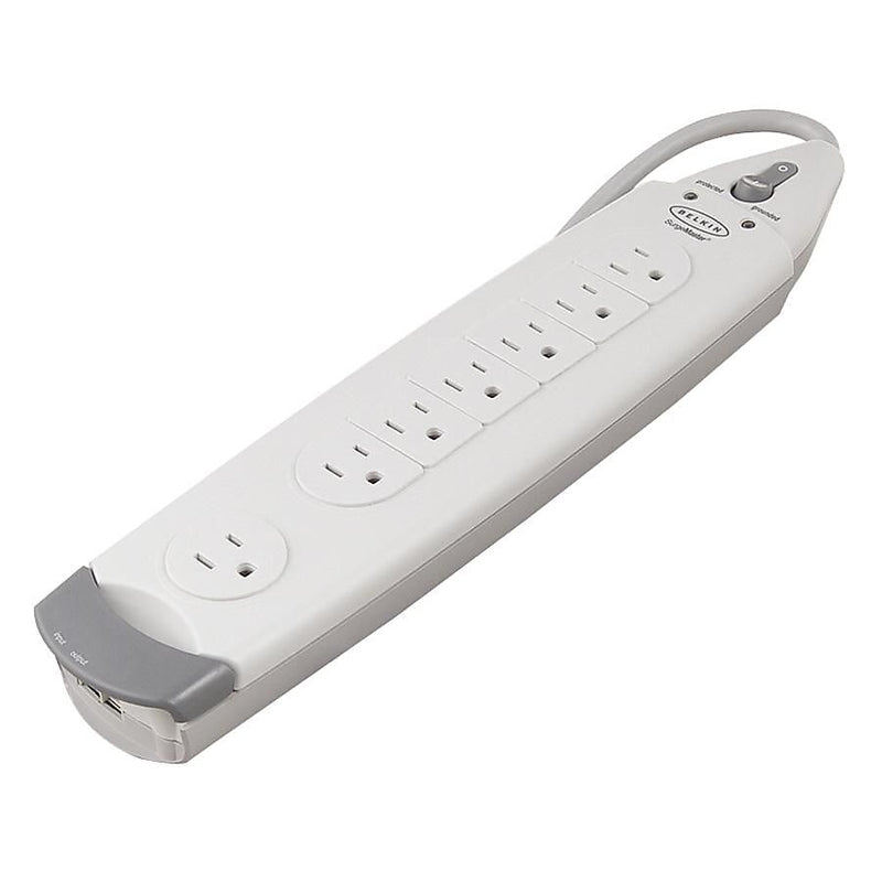 Belkin® SurgeMaster® Home Series 7-Outlet 1045 Joule Surge Suppressor With 6' Cord, White