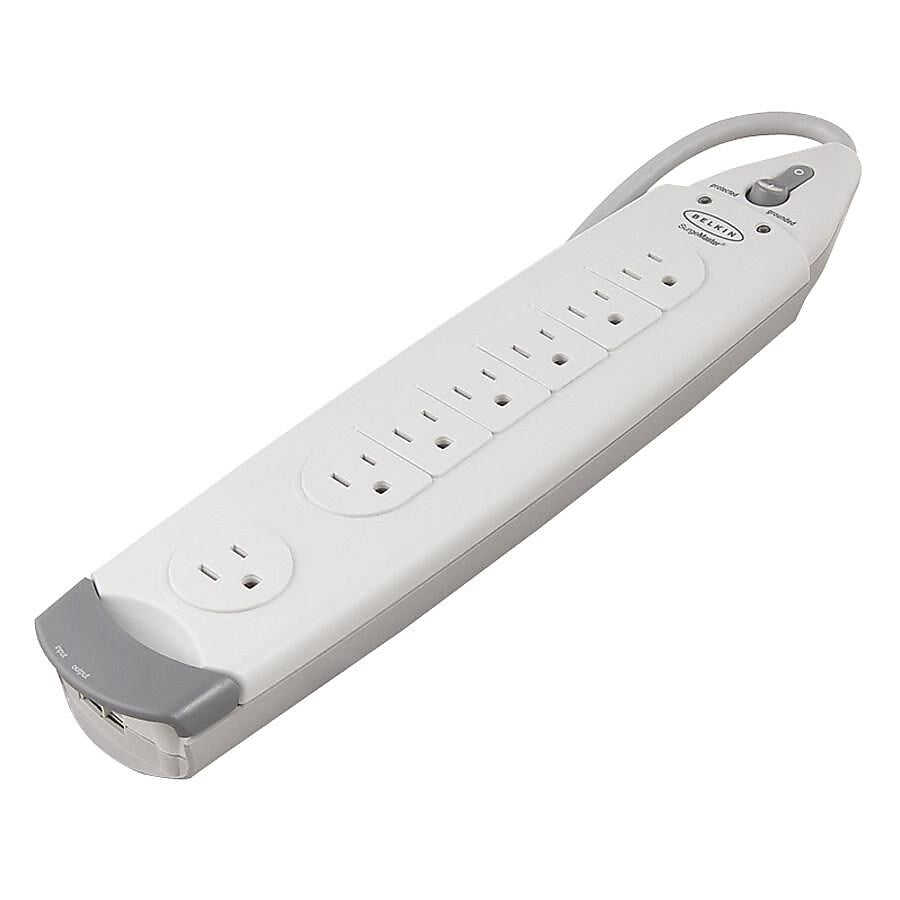 Belkin® SurgeMaster® Home Series 7-Outlet 1045 Joule Surge Suppressor With 6' Cord, White